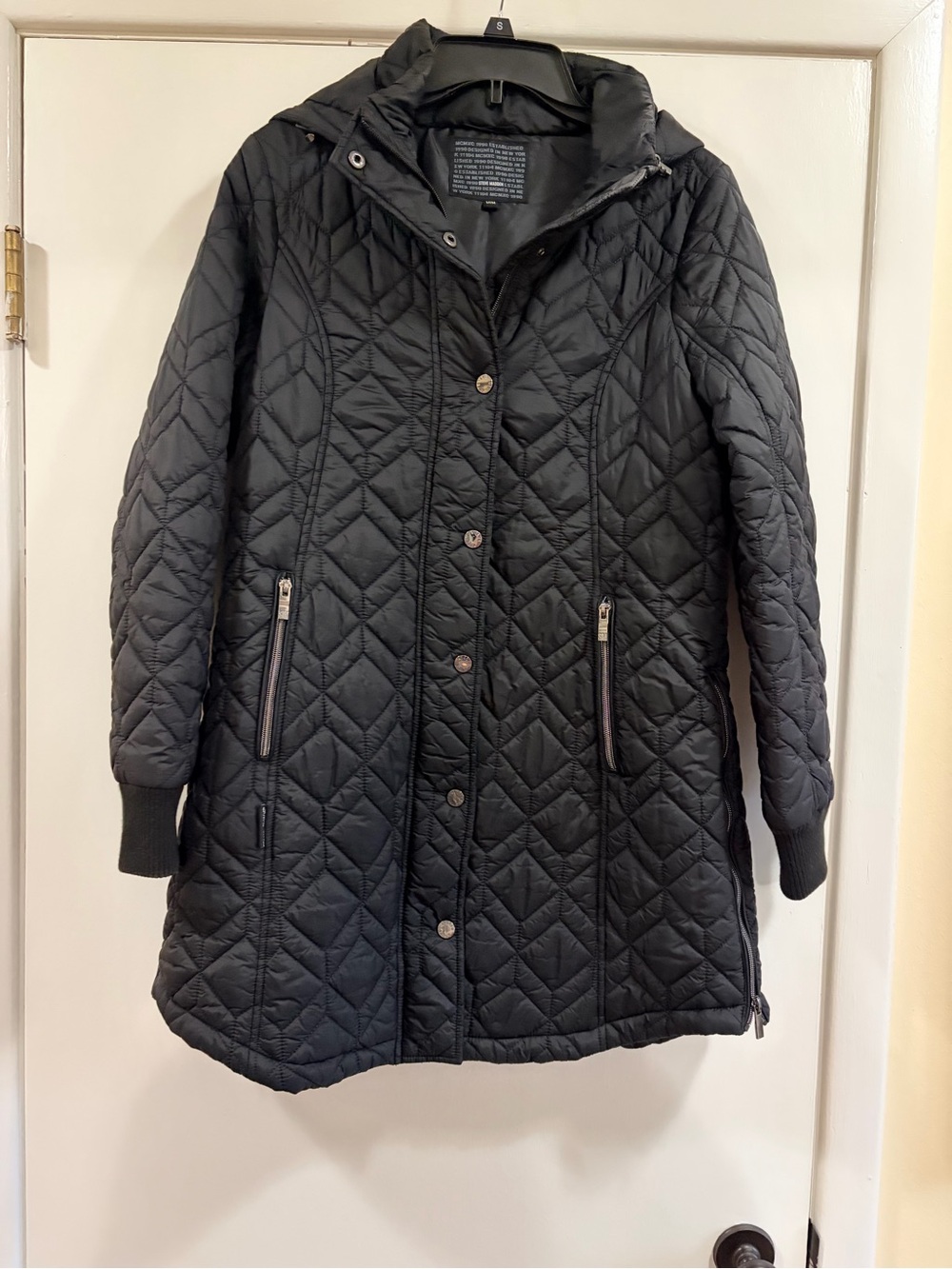 Steve Madden Black Quilted Hooded Puffer Coat